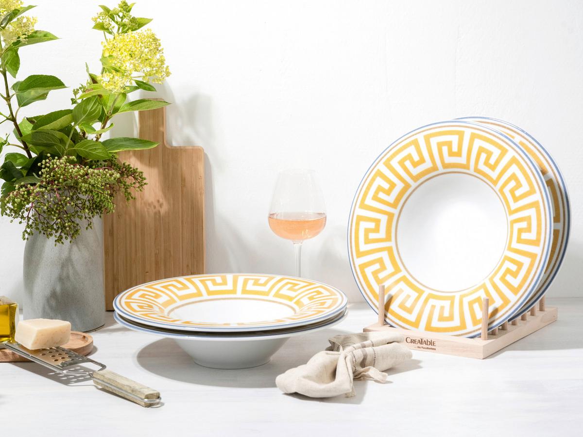 Pastatellerset Athena Keramik, Weiß/Honig - Weiß/Honig, Basics, Keramik (30cm) - Creatable
