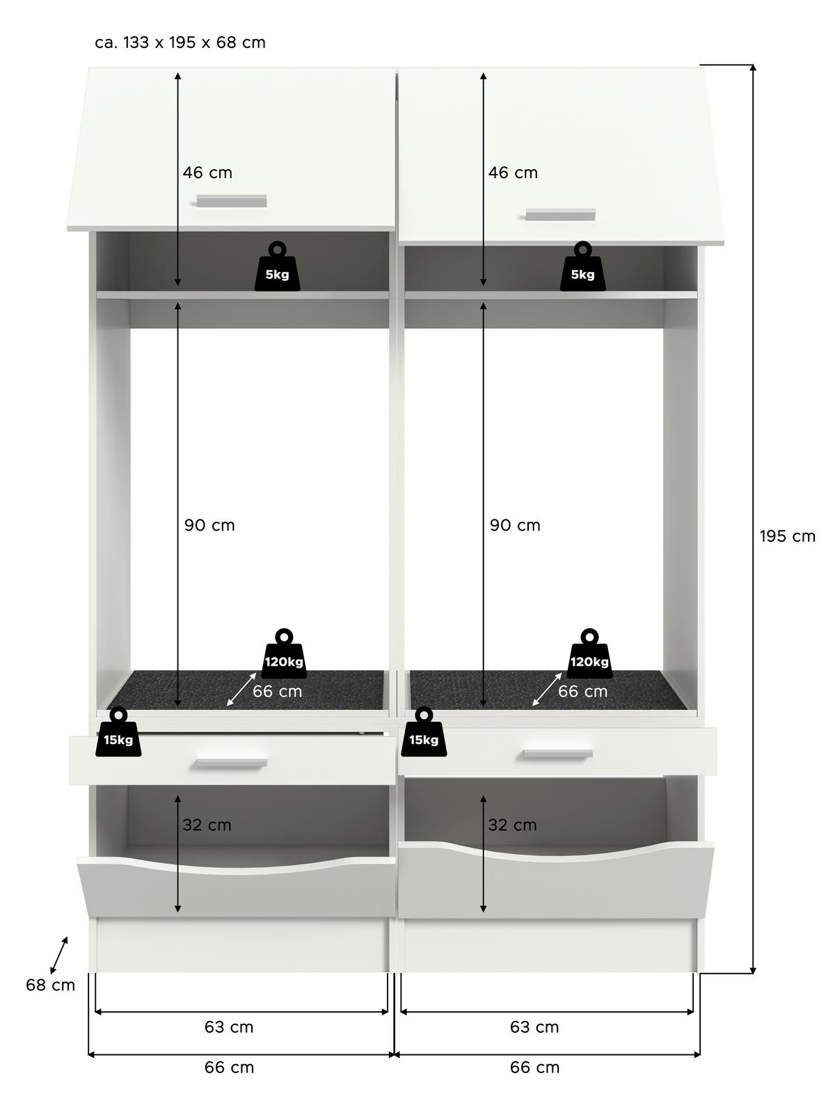 Prádelna Free bíla - bílá, Basics, kompozitní dřevo (133/195/68cm) - MID.YOU