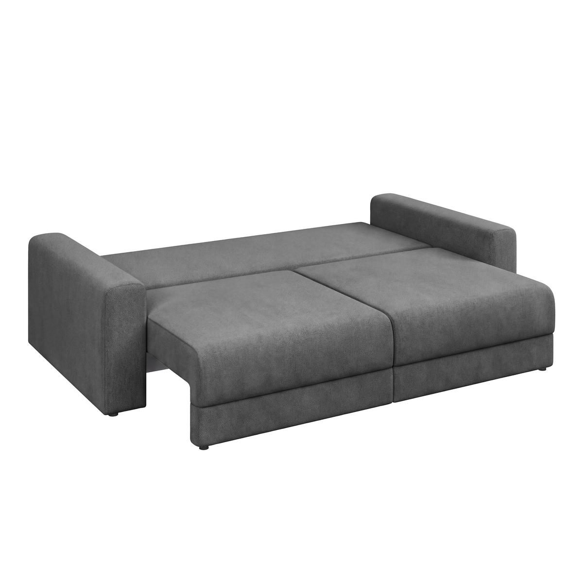 Megasofa Mega mit Bettkasten Chenille anthrazit, B: 255cm - Anthrazit/Schwarz, Trend, Textil (255/94/126cm) - Luca Bessoni
