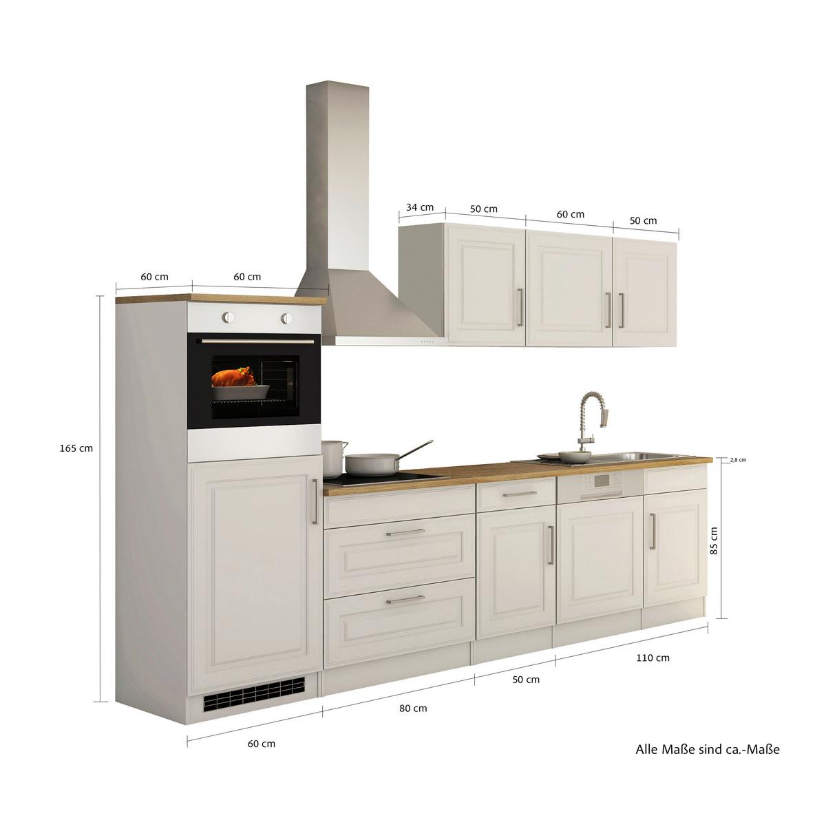 Küchenblock Rom Weiß B: 300 cm - Weiß/Sonoma Eiche, MODERN, Holzwerkstoff (300cm) - Held