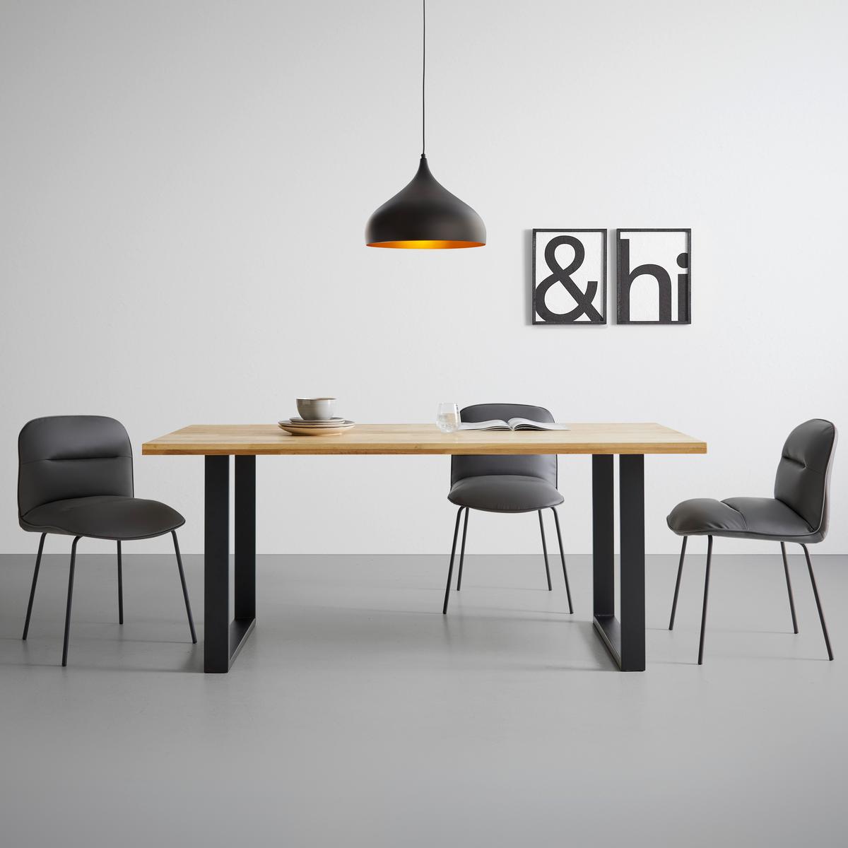 Jídelní stůl ADAMO masiv 180x90cm - černá/barvy dubu, Moderní, kov/dřevo (180/90/76cm) - Bessagi Home