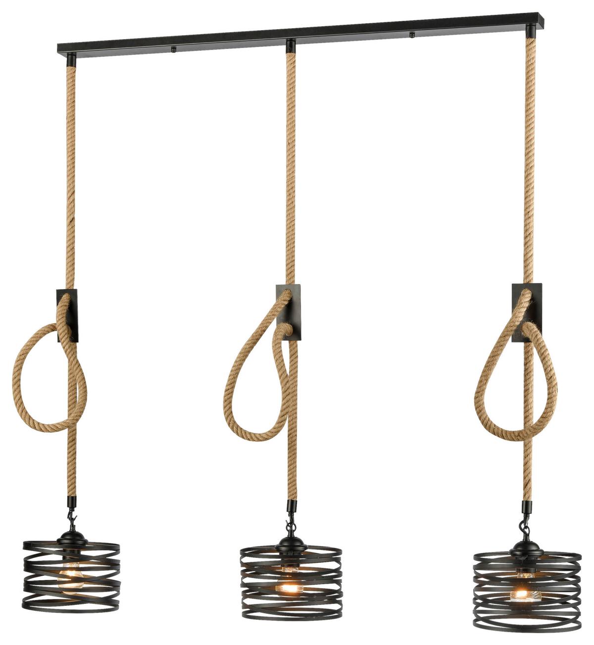 Závěsné svítido ŠxV: 75x100 cm - černá/přírodní barvy, Moderní, kov/přírodní materiály (75/100cm) - Modern Living