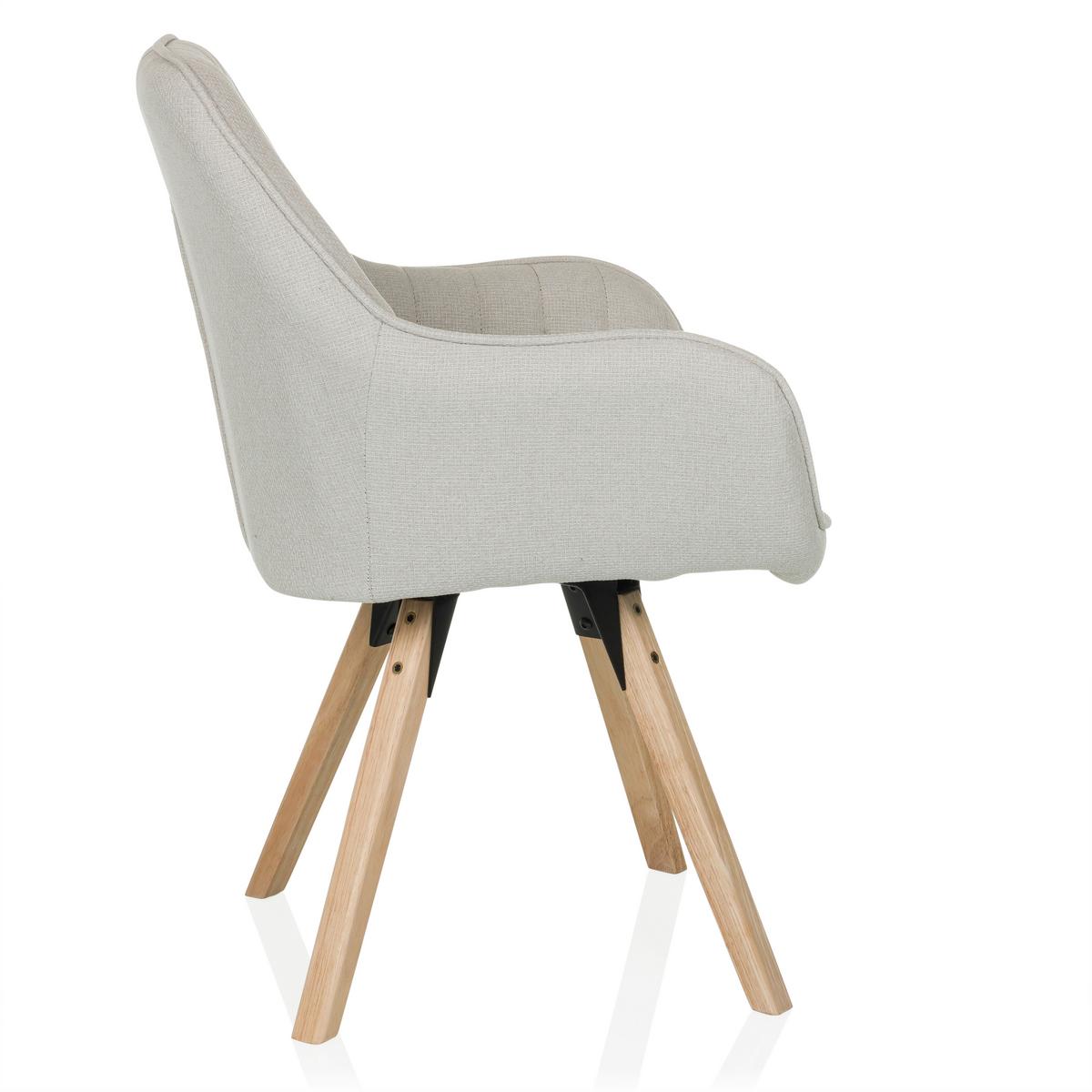 Armlehnstuhl Scandi Ted Creme B: 56 cm - Buchefarben/Creme, MODERN, Holz/Textil (56/84/62cm) - MID.YOU