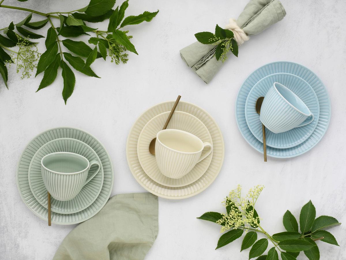 Kaffeeservice Valencia,18 -Teilig. Creme,pastellgrün,pastellblau - Pastellblau/Pastellgrün, Basics, Keramik - Creatable