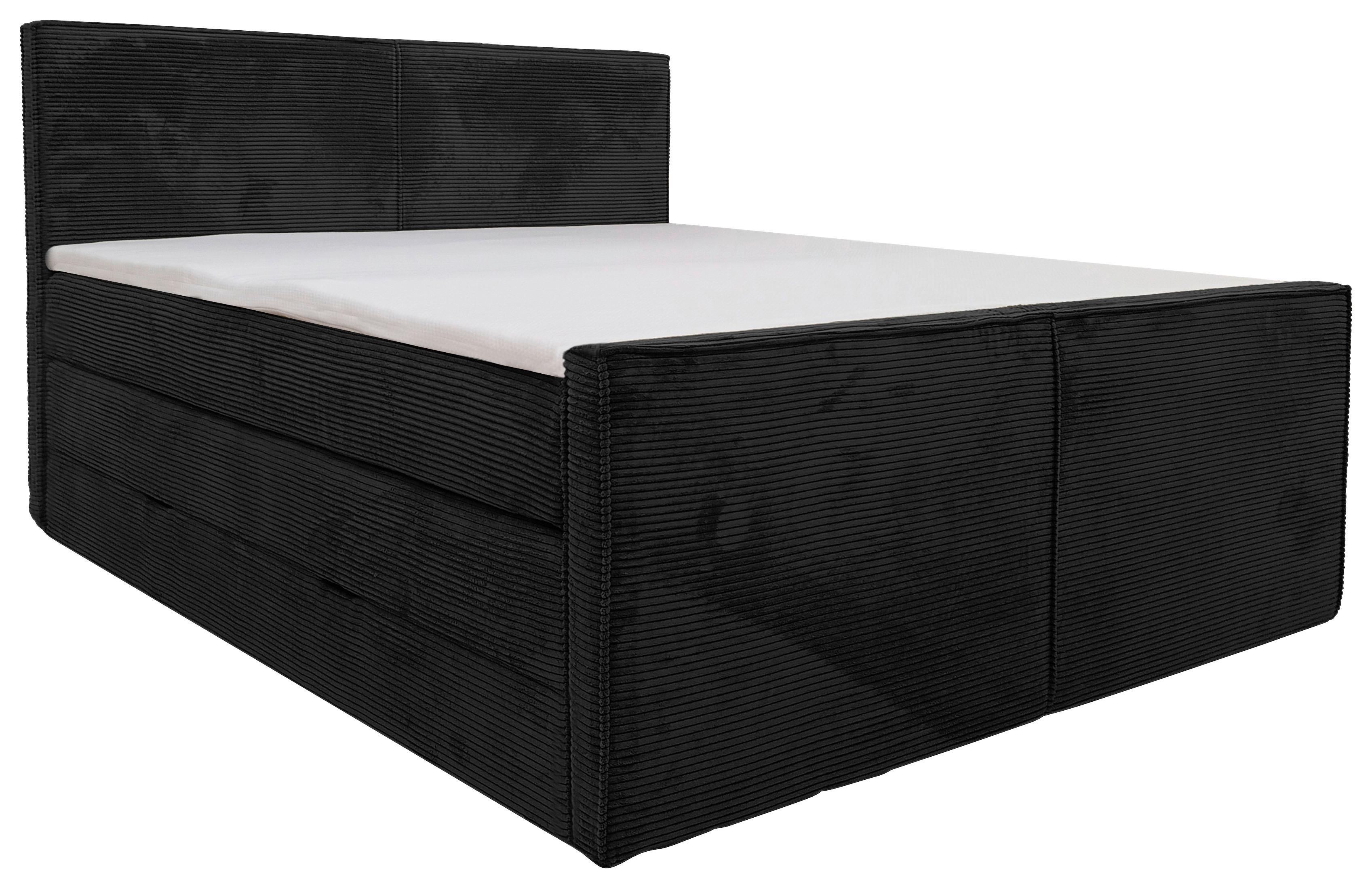 Boxspringbett Rodi Schwarz Lf: 180x200 Cm - Schwarz, MODERN, Textil (180/200cm) - Livetastic