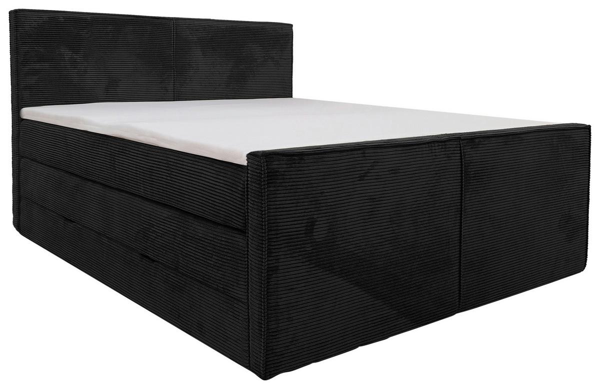 Boxspringbett Rodi Schwarz Lf: 160x200 cm - Schwarz, MODERN, Textil (160/200cm) - Livetastic
