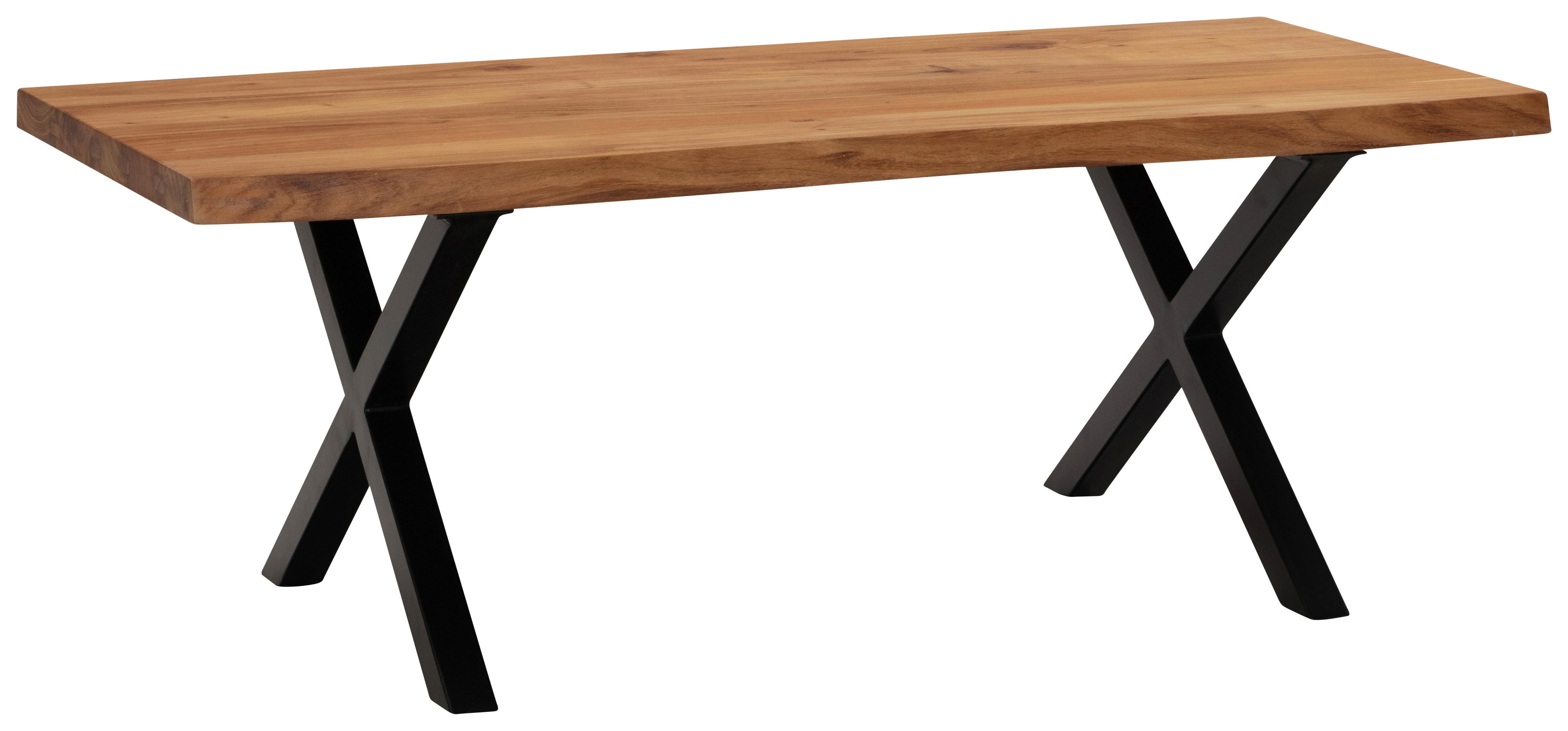 Couchtisch Couchtisch - Schwarz/Akaziefarben, Design, Holz/Metall (120/60/46cm) - MID.YOU