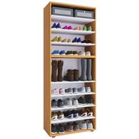 Schuhregal Lona Xxl 9 Ablagen Buche Dekor H: 183 Cm - Buchefarben/Schwarz, KONVENTIONELL, Holzwerkstoff (70/183/37cm) - MID.YOU