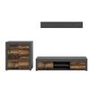 Wohnwand Jam Old Wood Grau 3-Teilig B: 255 Cm - Schwarz/Naturfarben, Design, Holzwerkstoff (255/159/35cm) - MID.YOU