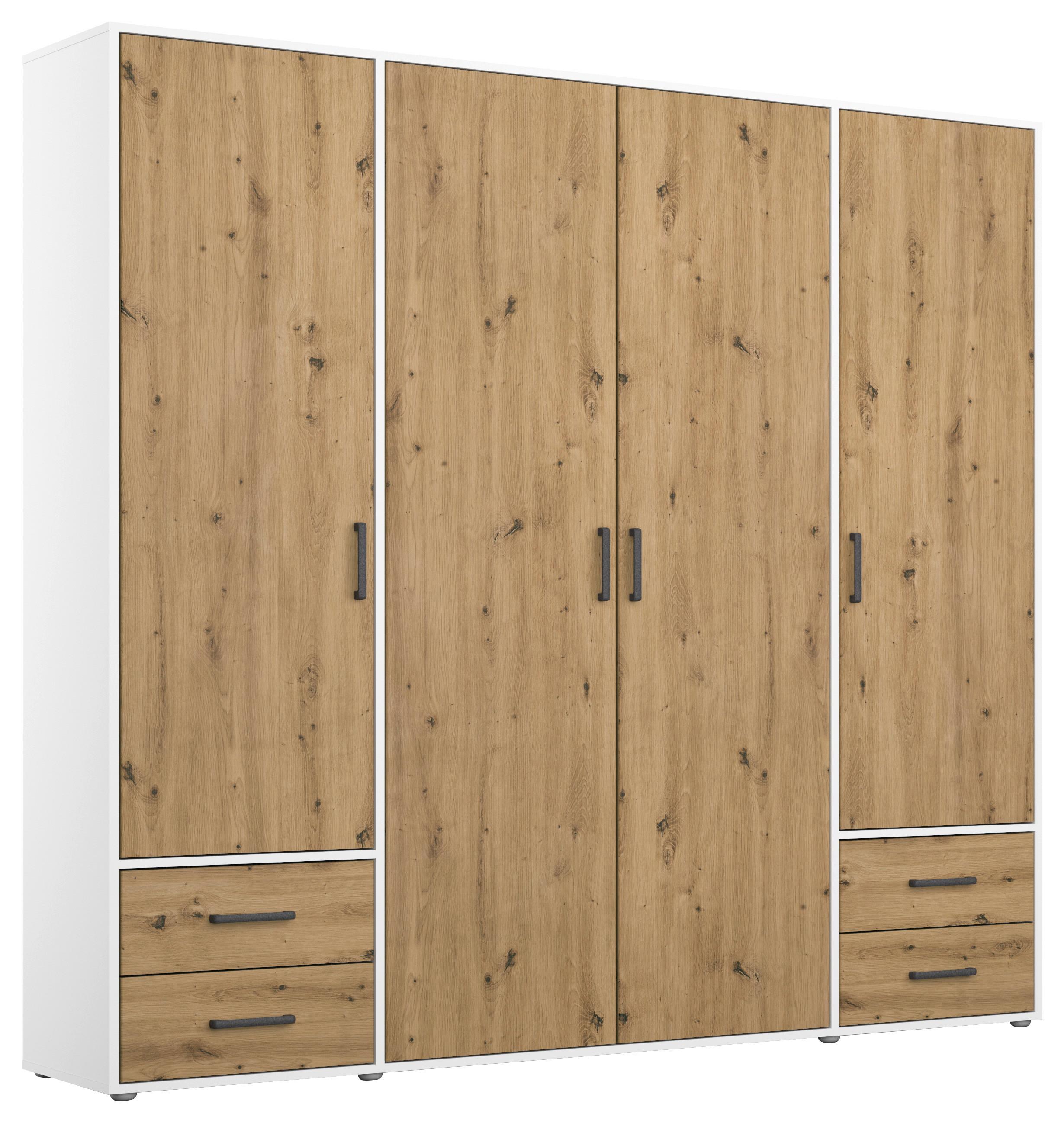 Drehtürenschrank Voyager Weiß,eiche Artisan B: 187 cm - Eiche Artisan/Weiß, MODERN, Holzwerkstoff (187/194/53cm) - Rauch Möbel