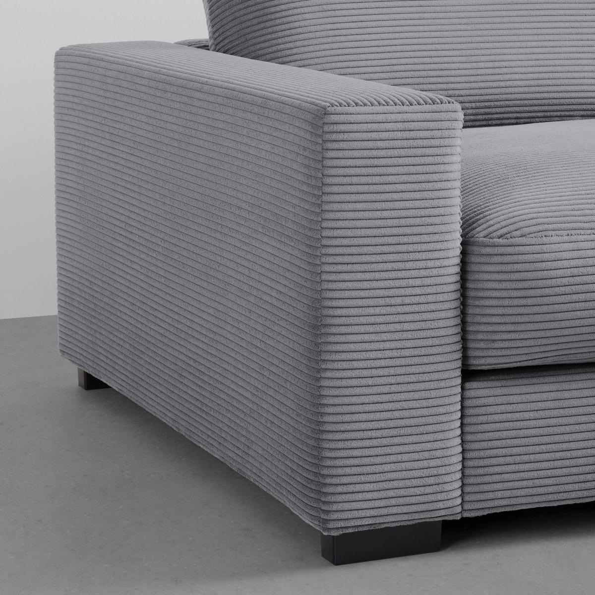 Rohová sedačka PEDRO, pravá, šedý manšestr - šedá, Moderní, textil (265/180cm) - Mömax