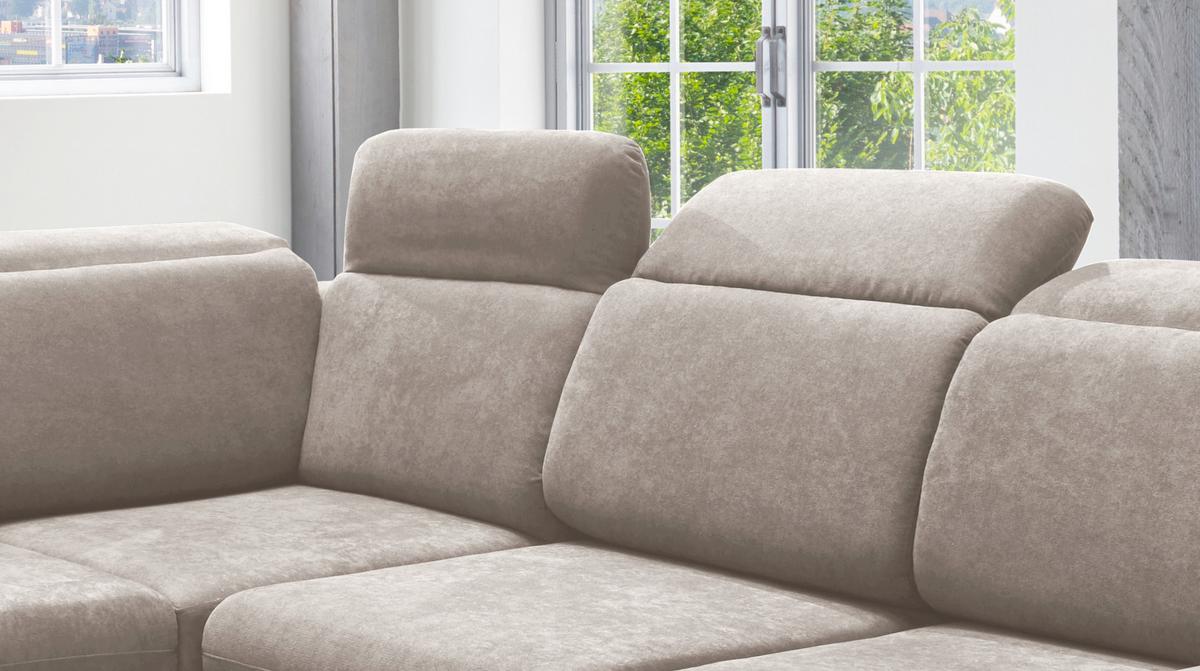 Ecksofa Vasto Taupe S: 228x283 cm - Taupe/Chromfarben, Design, Textil (228/283cm) - Livetastic