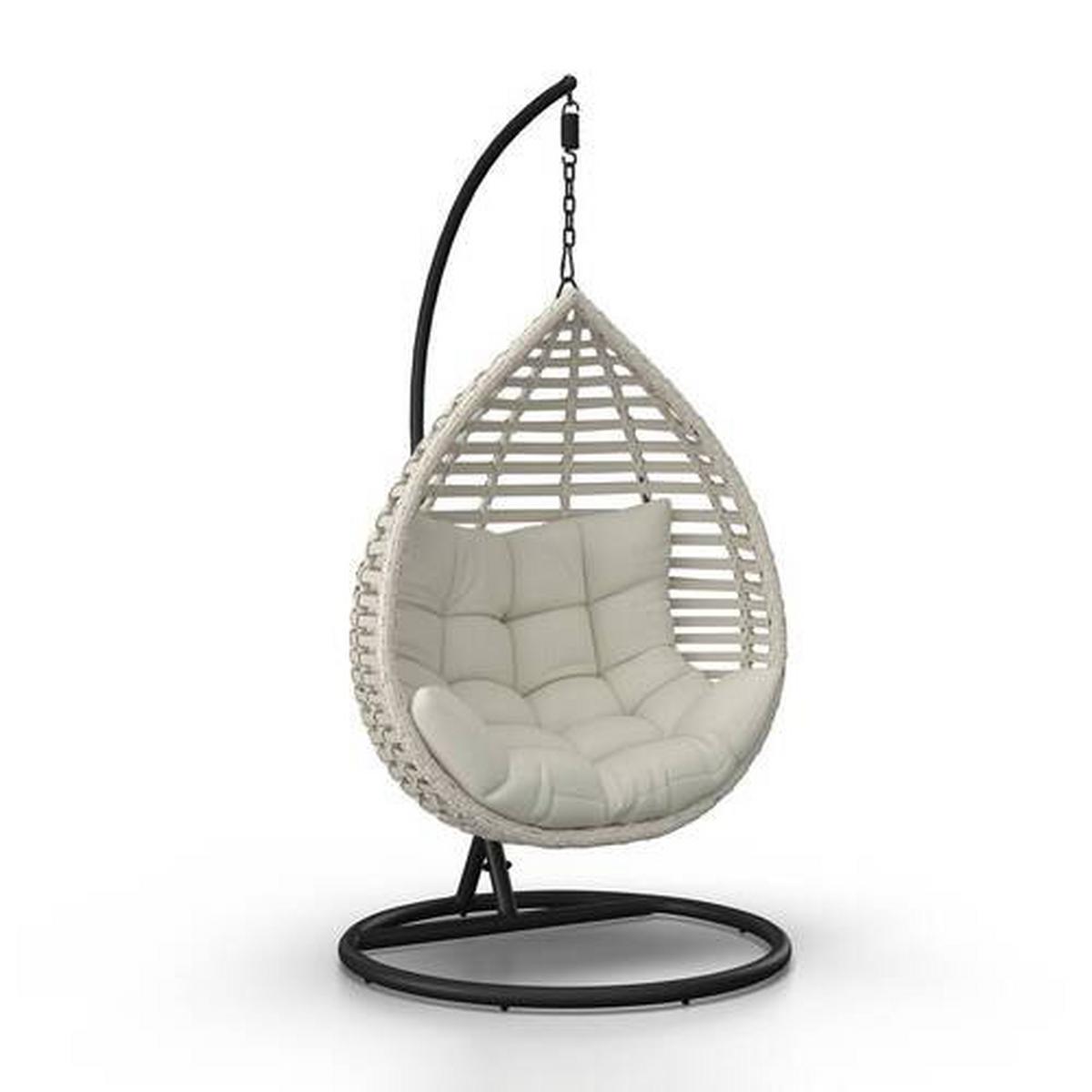 ZÁVESNÉ KRESLO NANCY - krémová/tmavosivá, Modern, kov/textil (105/196/120cm) - Bessagi Garden