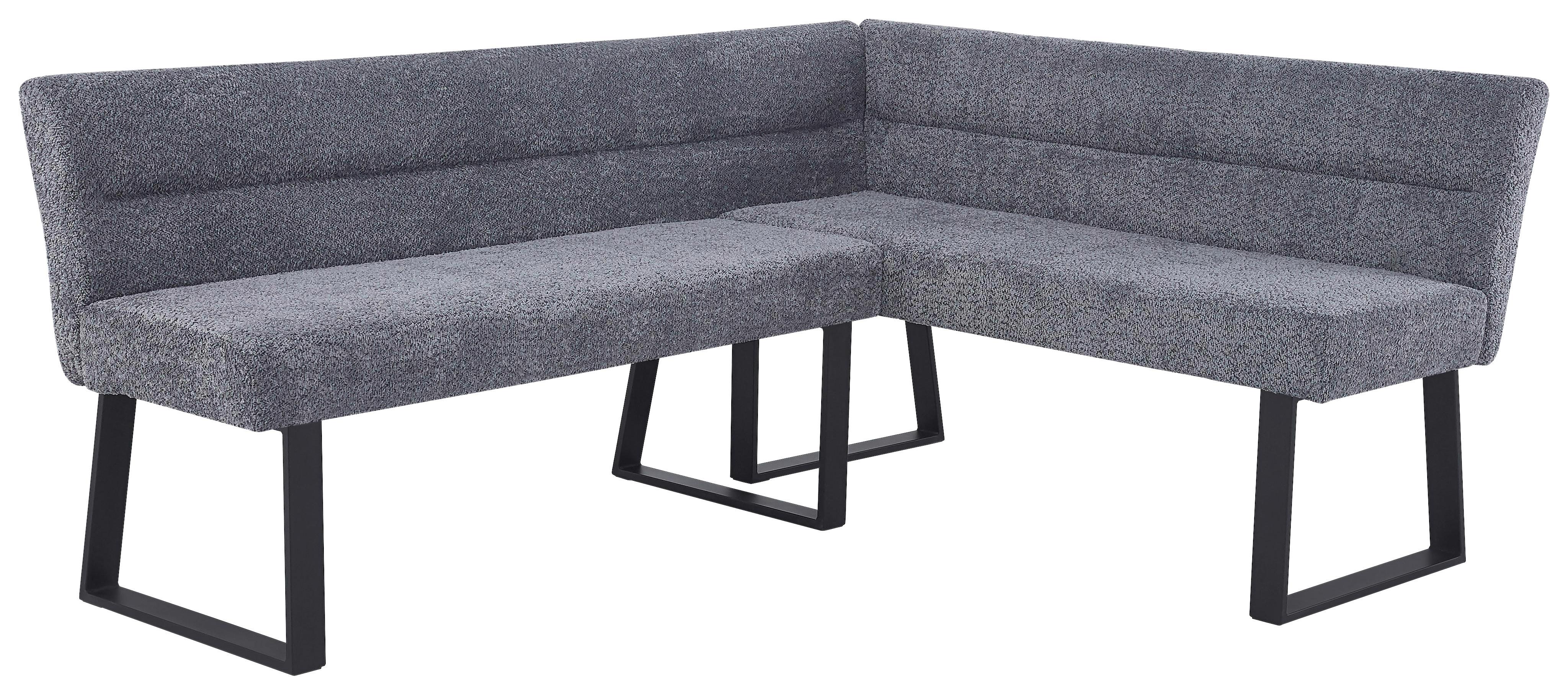Eckbank Kea Leinenopt. Grau, S. 190x150cm - Schwarz/Grau, KONVENTIONELL, Textil/Metall (190/150cm) - MID.YOU