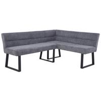 Eckbank Kea Leinenopt. Grau, S. 190x150cm - Schwarz/Grau, KONVENTIONELL, Textil/Metall (190/150cm) - MID.YOU