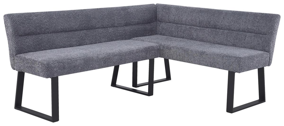 Eckbank Kea Leinenopt. Grau, S. 190x150cm - Schwarz/Grau, KONVENTIONELL, Textil/Metall (190/150cm) - MID.YOU