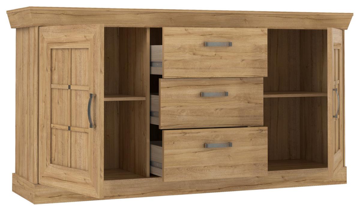KOMODA CANNES - farba zinku/čierna, Romantik / Landhaus, kov/kompozitné drevo (174/90/47cm)