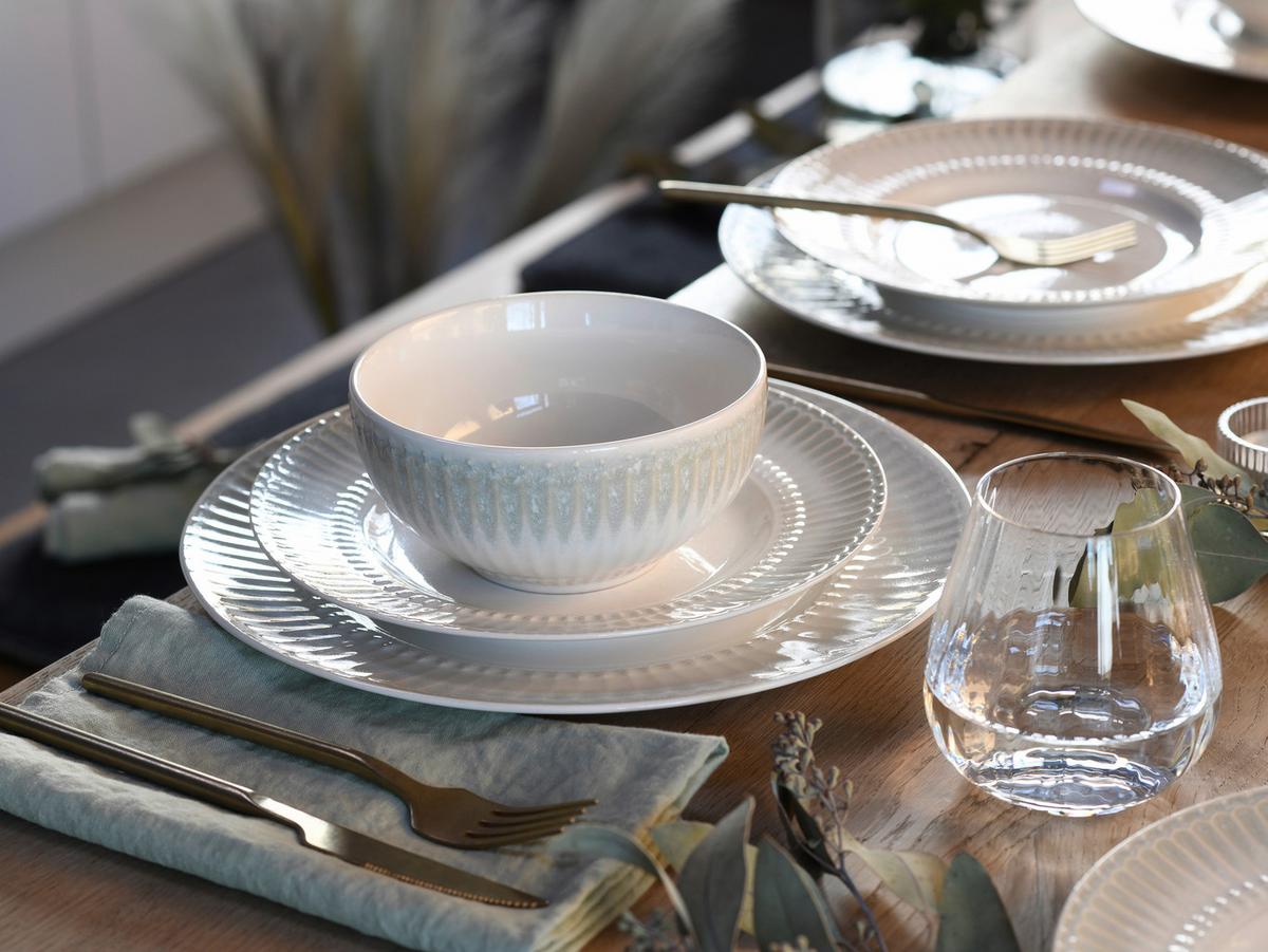 Tafelservice Steinzeug, Creme, 12-Teilig - Perlmutt/Creme, Basics, Keramik - Creatable