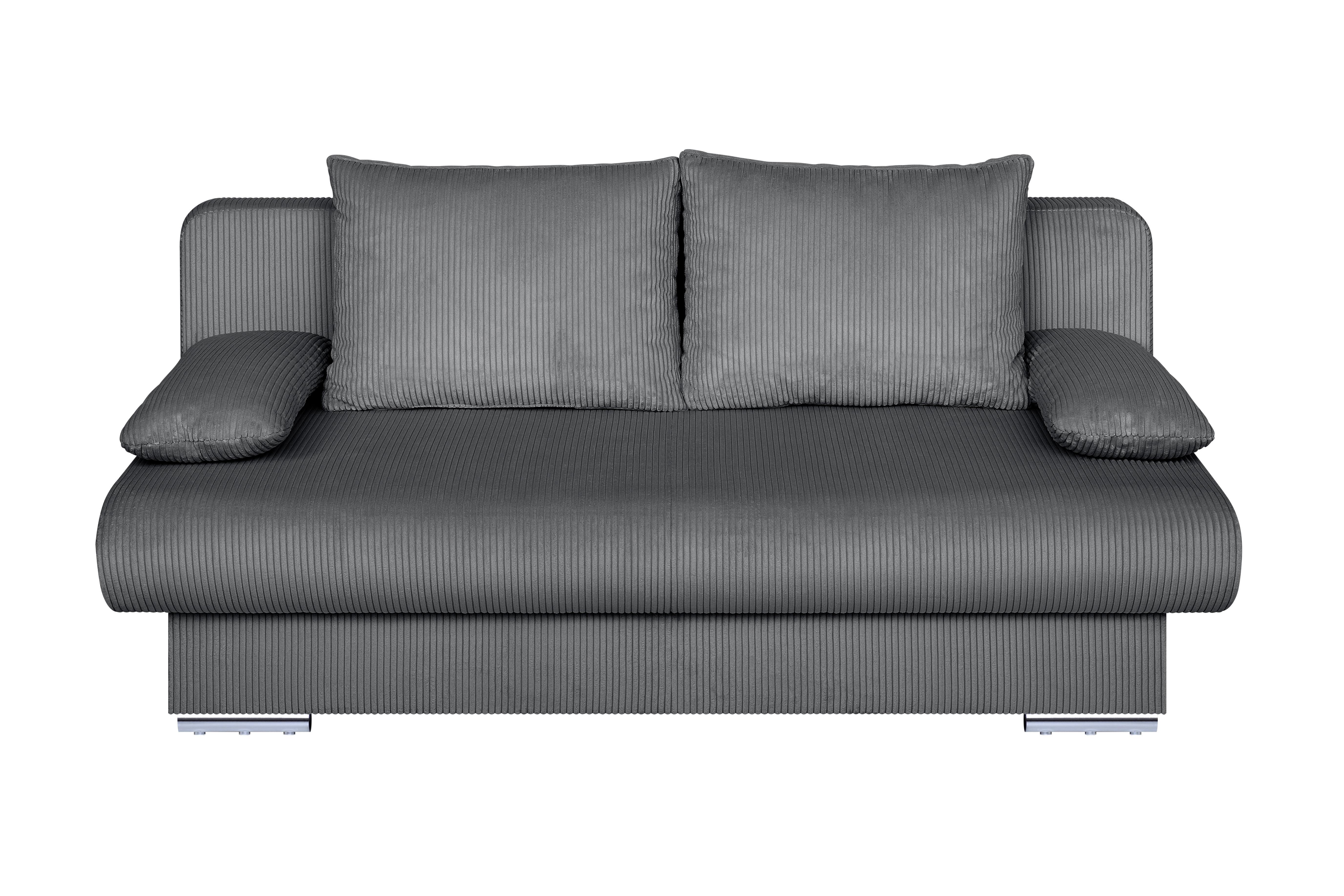 Rozkladacia pohovka BORA, tmavosivý menčester - čierna/chrómová, Design, kompozitné drevo/textil (193/86/85cm) - P & B