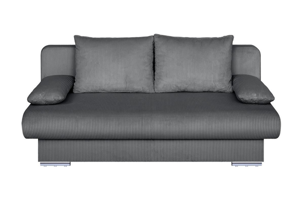Schlafsofa Bora Dunkelgrau B: 193 cm - Chromfarben/Dunkelgrau, Design, Holzwerkstoff/Textil (193/86/85cm) - P & B