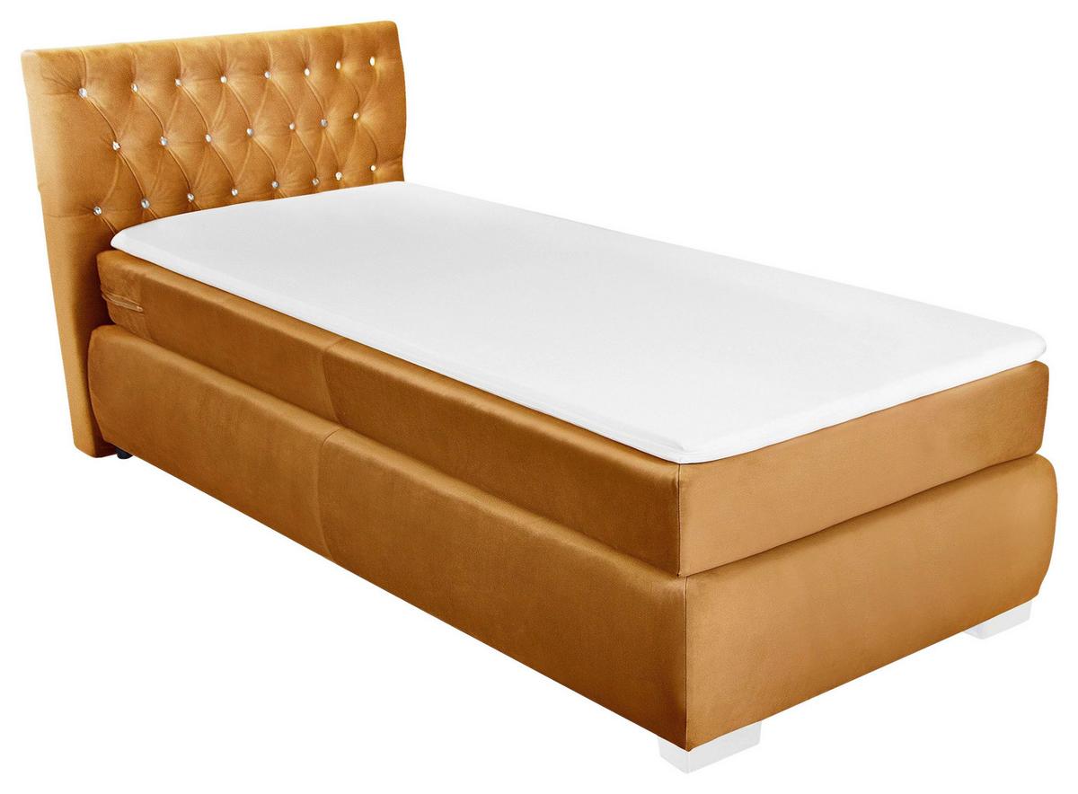 Boxspringbett Rumba inkl. Matratze 90x200 - Platinfarben/Gelb, Basics, Textil (90/200cm) - Livetastic