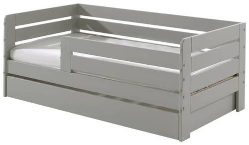 Detská posteľ so zábranou, 70x140, sivá, úložný priestor - sivá/farba borovice, Modern, drevo/kompozitné drevo (70/140cm) - MID.YOU