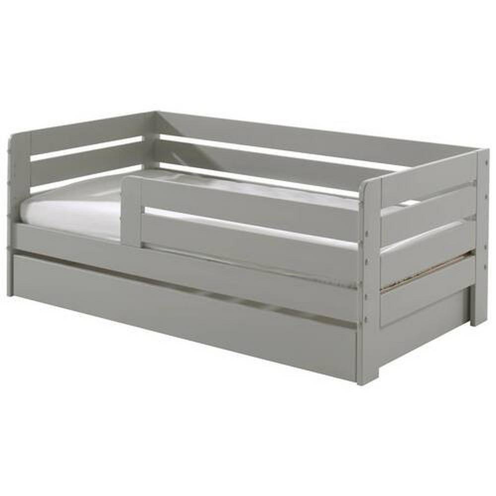 Detská posteľ so zábranou, 70x140, sivá, úložný priestor