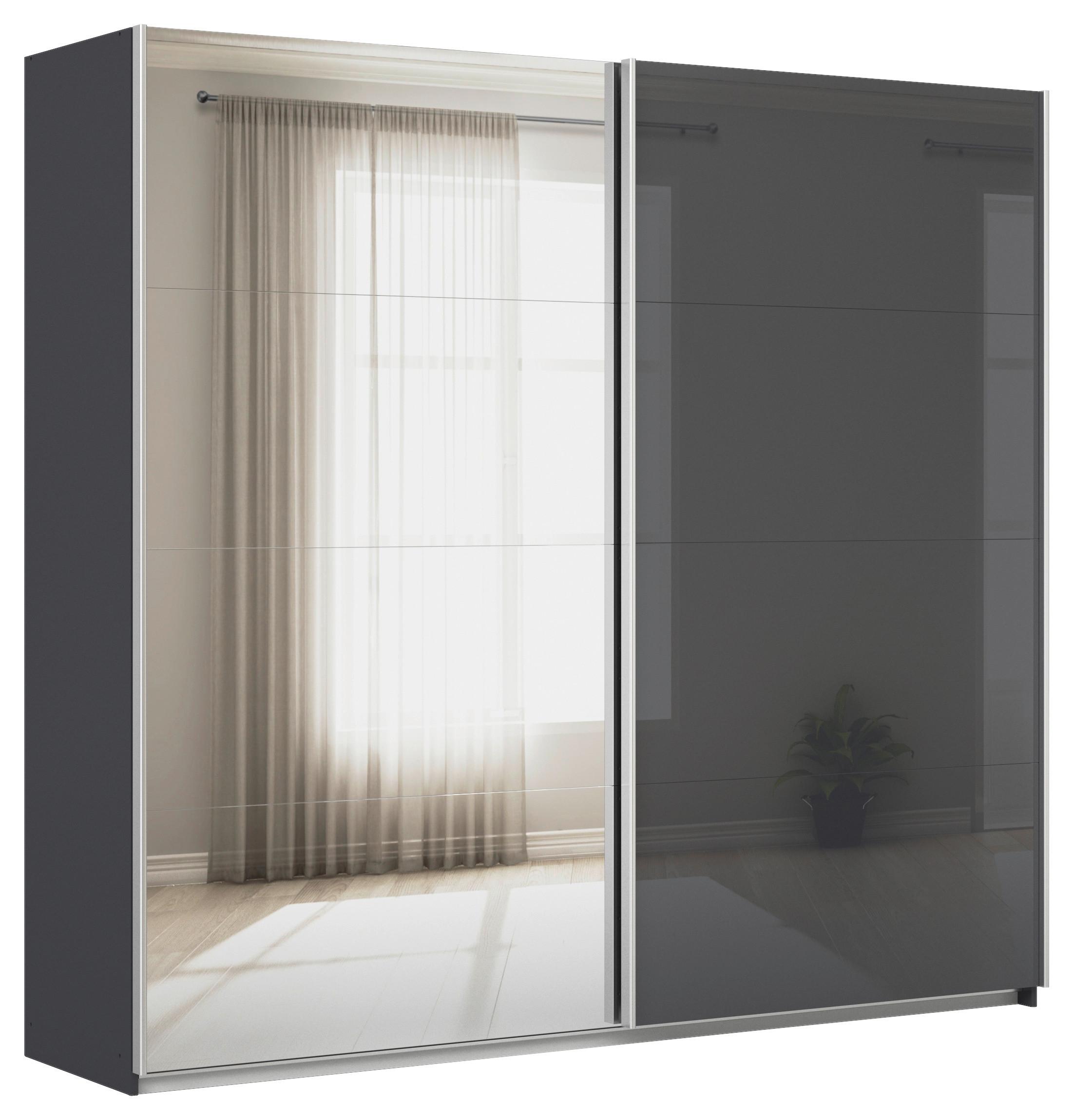 Schwebetürenschrank Mit Spiegel B: 225cm Feldkirch - Anthrazit/Silberfarben, MODERN, Glas/Holzwerkstoff (225/210/62cm)