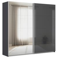 Tolóajtós Szekrény Feldkirch 225/210 Cm - magasfényű antracit/ezüstszínű, Modern, faalapú anyag/Üveg (225/210/62cm)