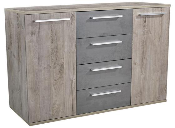 Komoda Malta - barvy dubu/tmavě šedá, Moderní, kompozitní dřevo (150/90/38cm) Komoda Malta - barvy dubu/tmavě šedá, Moderní, kompozitní dřevo (150/90/38cm)