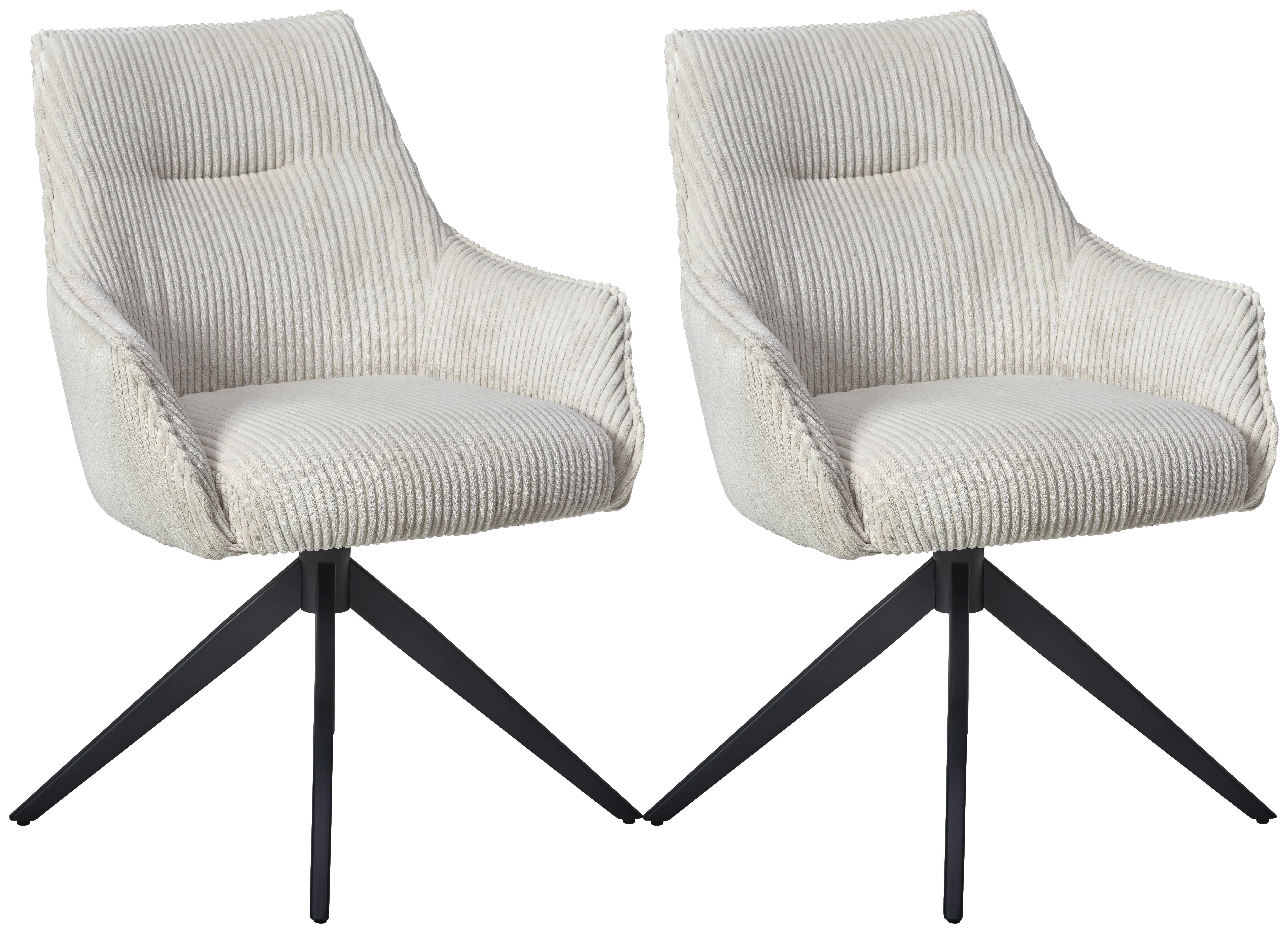 Armlehnstuhl-Set YUKi - Beige/Schwarz, LIFESTYLE, Textil/Metall (61/87/65cm) - MID.YOU