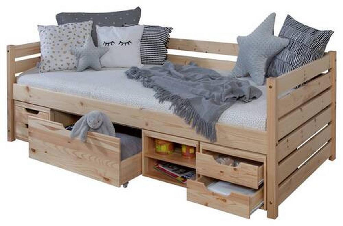Stauraumbett Naomi - Naturfarben, MODERN, Holz (90/200cm) - MID.YOU