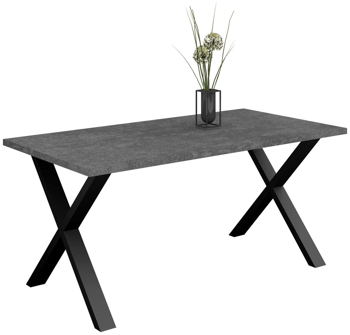 Esstisch Alex Graphitfarben, Schwarz - Schwarz/Graphitfarben, MODERN, Holzwerkstoff/Metall (180/90/78cm) - Livetastic