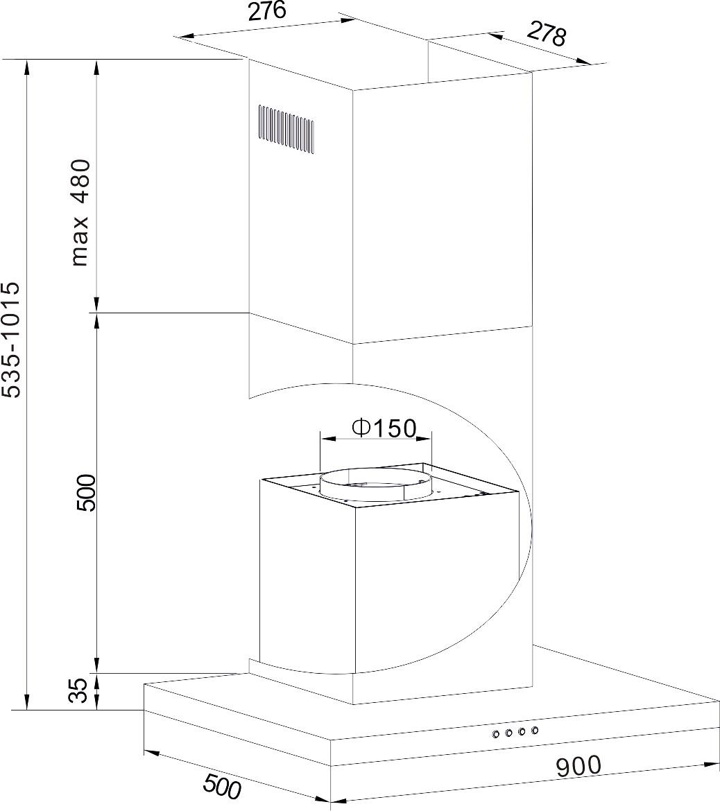 Dunstabzugshaube Schwarz Matt Bxhxt: Ca. 90x53,5-101,5x50 Cm - Design, Metall (90/53,5-101,5/50cm) - Amica