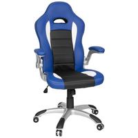 Gamingstuhl Game Sport Blau/schwarz/weiß - Blau/Silberfarben, MODERN, Kunststoff/Textil (64/118/57cm) - MID.YOU
