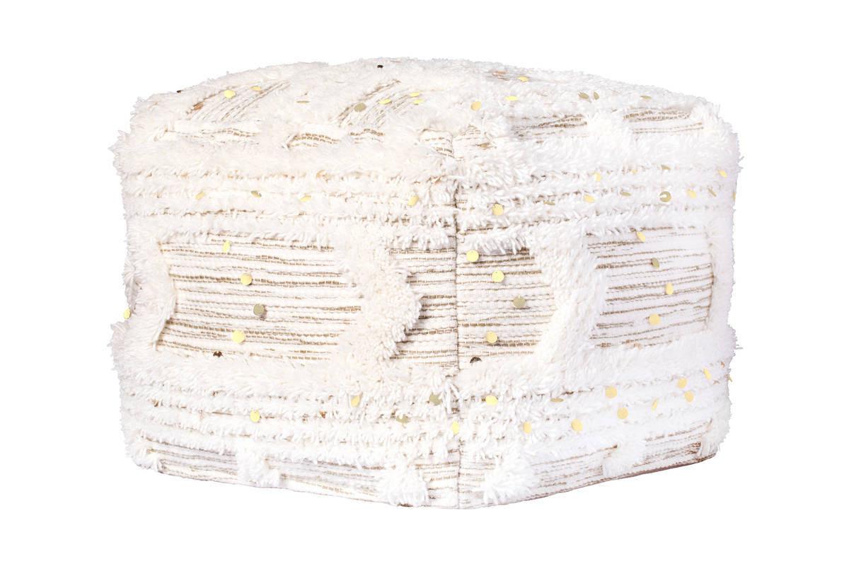 Pouf Bohist Makramee Creme/Olivgrün DxH: 50x45 cm