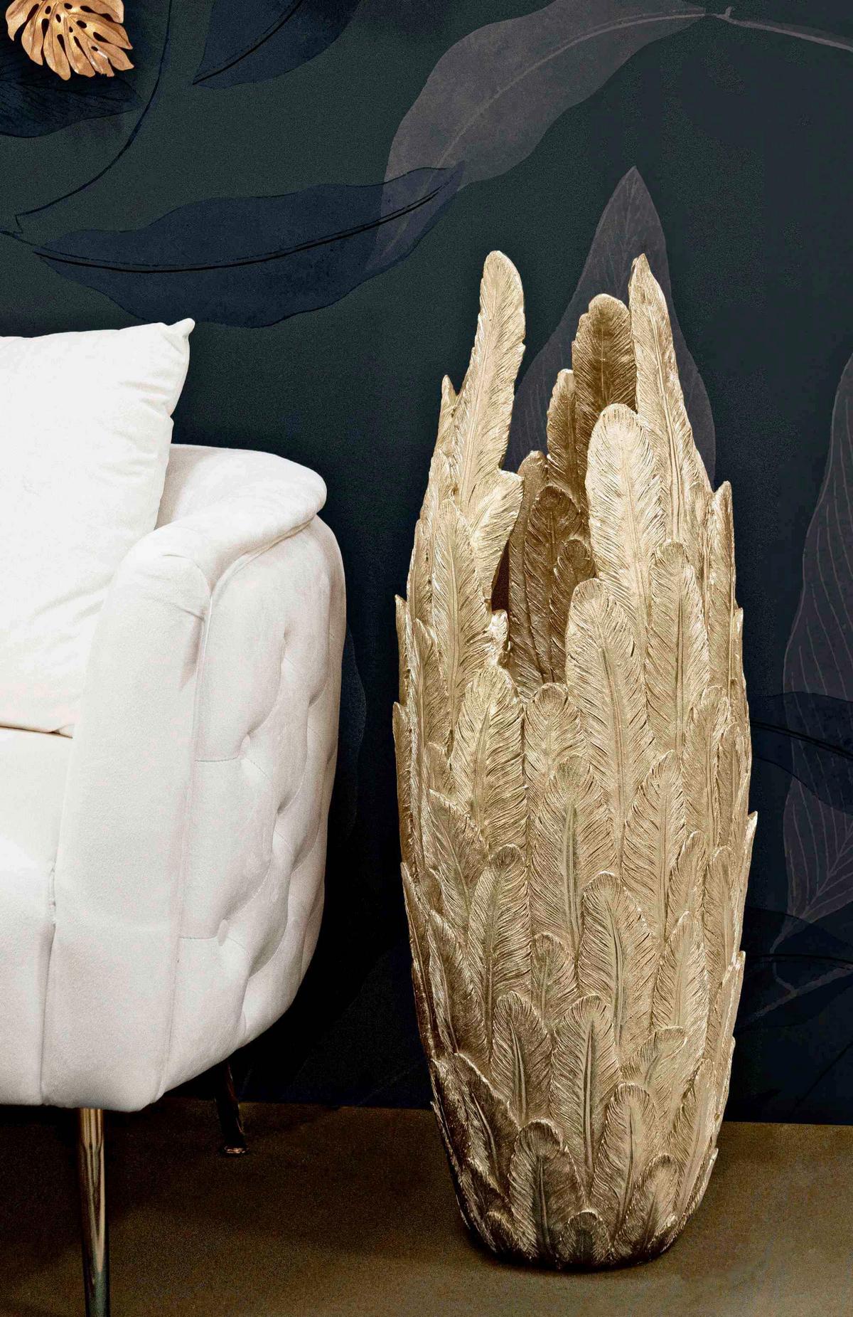 Vase Feathers Goldfarben B: 34,5 Cm - Goldfarben, Basics, Kunststoff (34.5/91/34cm)