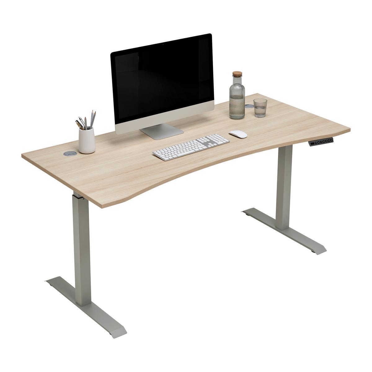 PÍSACÍ STÔL SIENA - farba duba/strieborná, Modern, kompozitné drevo (160/72/77cm) - Mömax