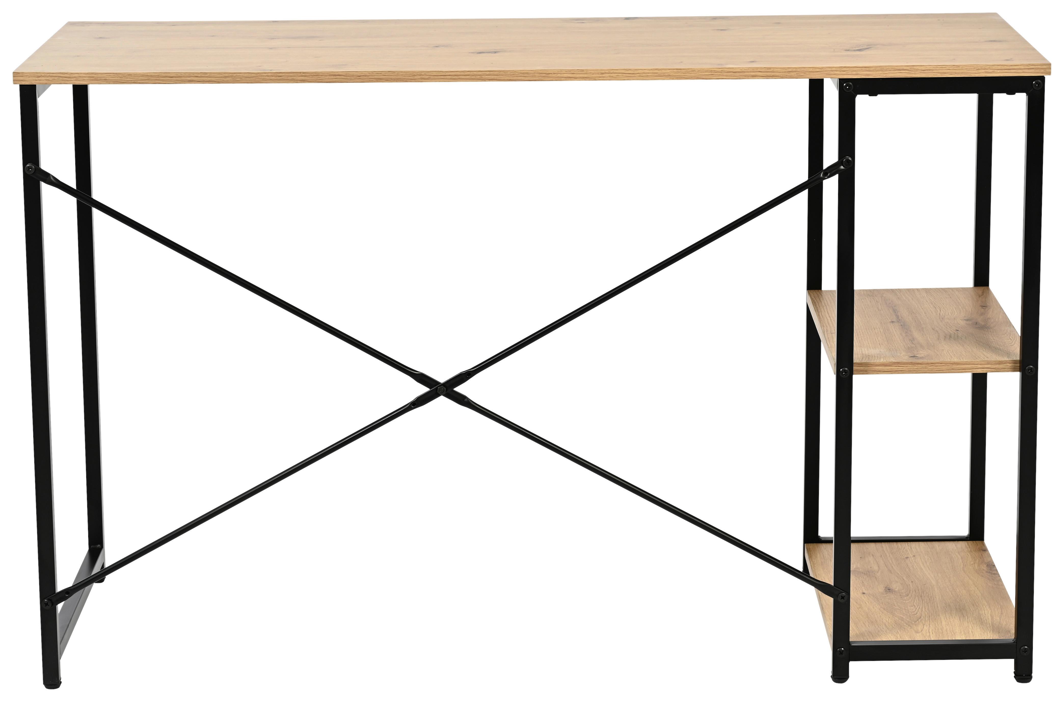 Schreibtisch Robert Schwarz/Eiche Artisan B: 120cm - Schwarz/Eiche Artisan, MODERN, Holzwerkstoff/Metall (120/75/46cm)