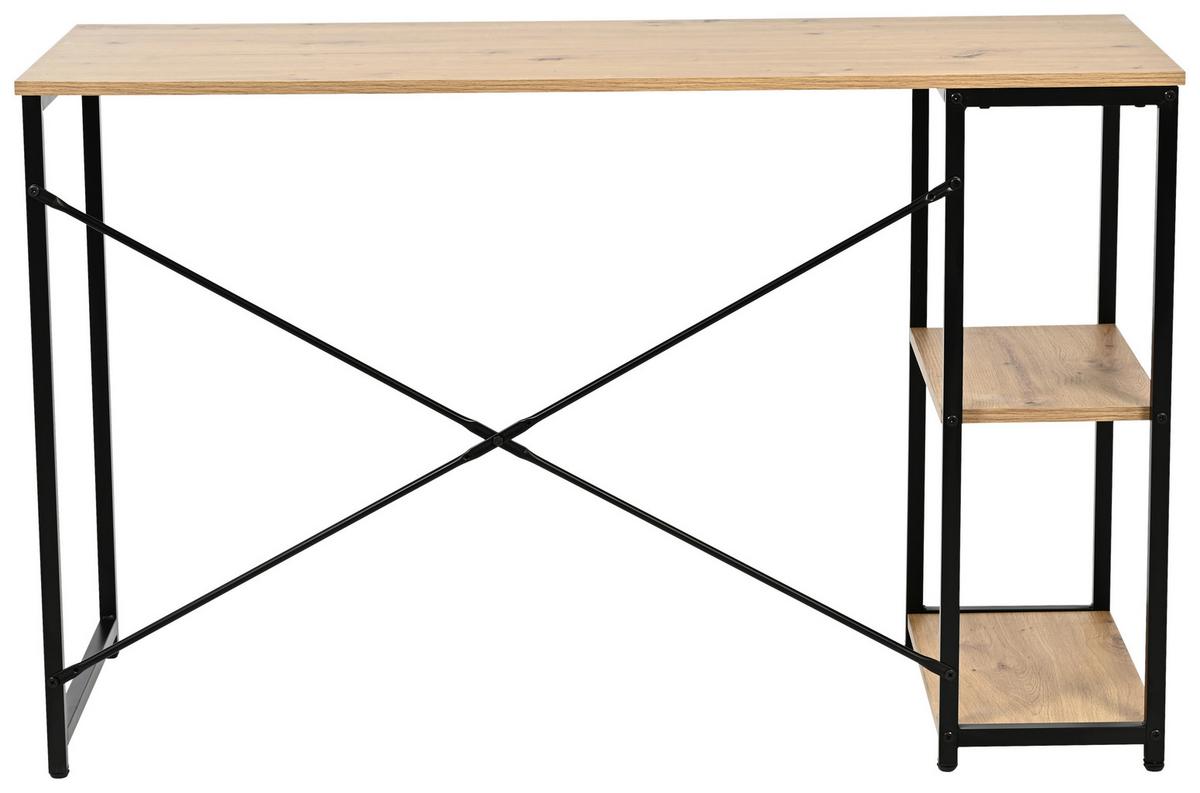 Schreibtisch Robert Schwarz/Eiche Artisan B: 120cm - Schwarz/Eiche Artisan, MODERN, Holzwerkstoff/Metall (120/75/46cm)