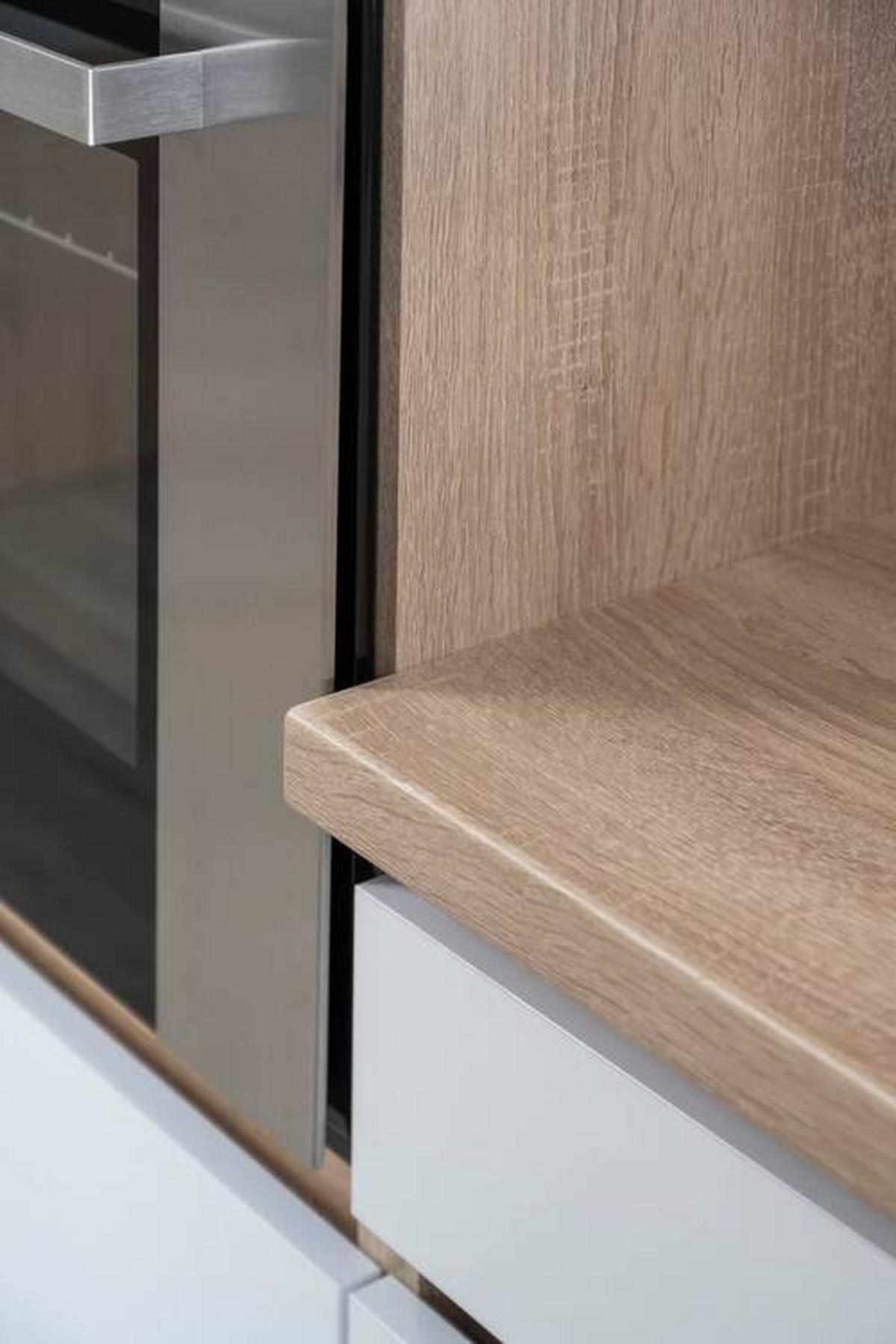 Küchenzeile Premium M. Geräten 280 Cm Weiß/eiche Dekor Modern - Eichefarben/Weiß, MODERN, Holzwerkstoff (280cm) - Respekta