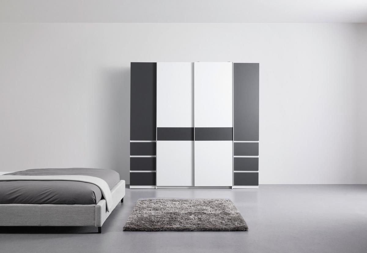 ŠATNÍKOVÁ SKRIŇA FABIO - biela/grafitová, Konventionell, kompozitné drevo (215/211/60cm) - Mömax