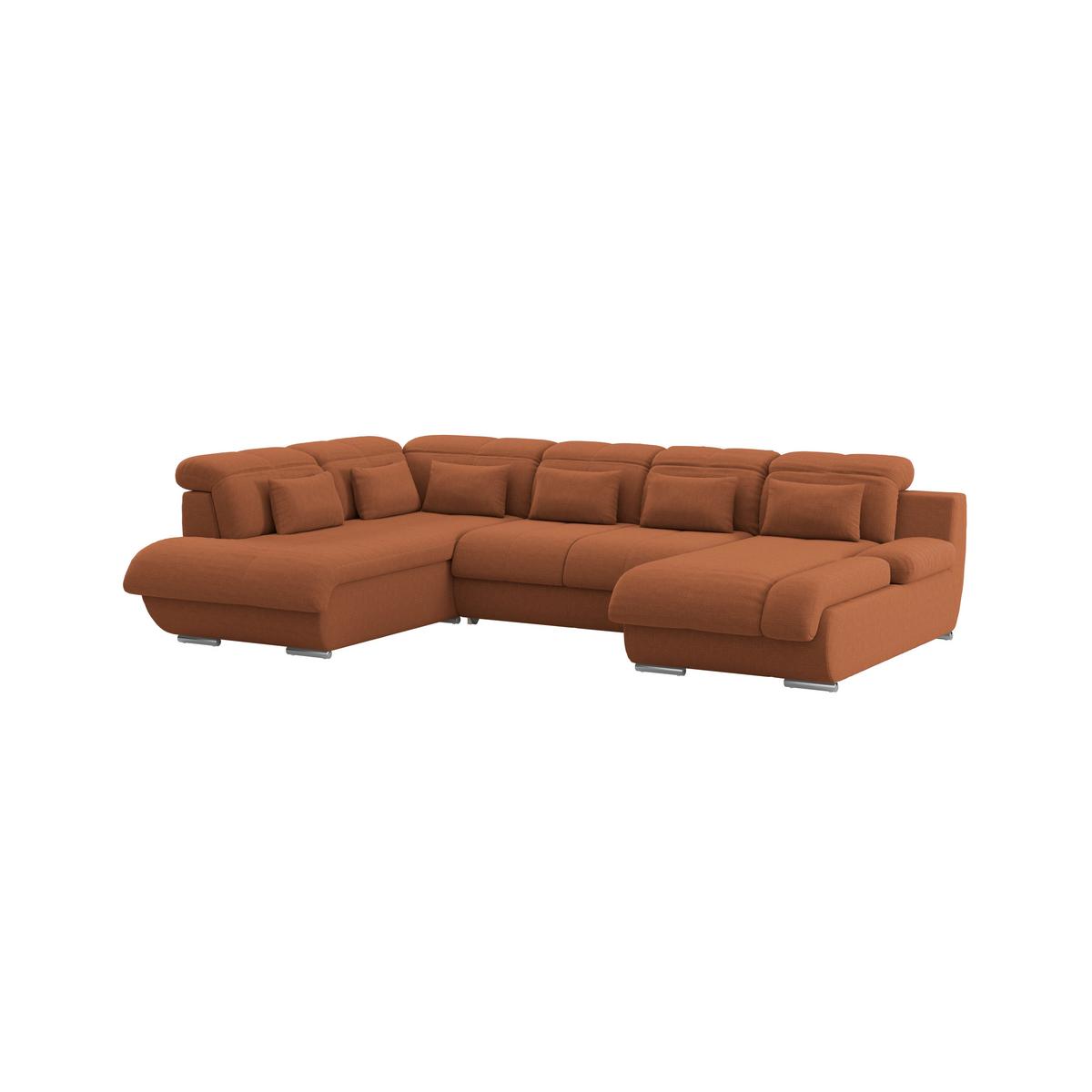 Wohnlandschaft Multi mit Schlaffunktion terracotta - Chromfarben/Dunkelgrau, MODERN, Textil (184/345/228cm) - Luca Bessoni