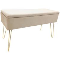 Hockerbank Scarlett Creme H: 42 cm mit Stauraum - Weiß, Design, Textil (75/42/30cm) - Echtwerk