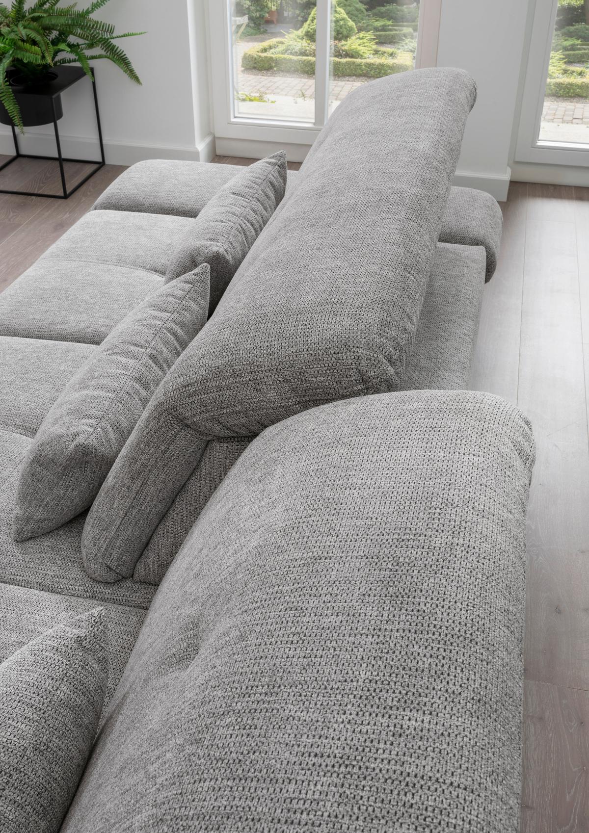 Ecksofa Mit Schlaffunktion Dalida Silberfarben Chenille - Chromfarben/Silberfarben, Design, Textil (300/196cm) - Livetastic