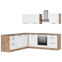 Eckküche Meran Mit Geräten 240x240 Cm Weiß/eiche Dekor - Eiche Wotan/Weiß, LIFESTYLE, Holzwerkstoff (240/240cm) - Held