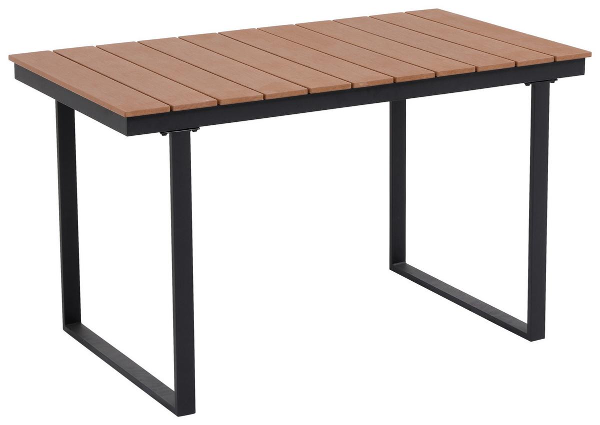 Loungegarnitur 4-tlg Aarhus Metall/holz Mit Kissen - Schwarz/Naturfarben, MODERN, Kunststoff/Textil (146/216cm) - Beldano