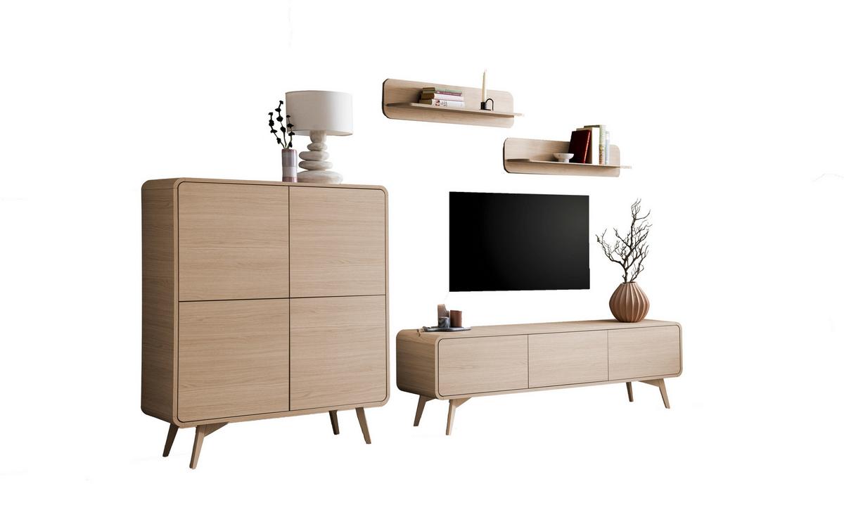 Torsby Wohnwand Eichefarben B: 308 cm - Eichefarben, Design, Holzwerkstoff (308/170/39cm) - Livetastic