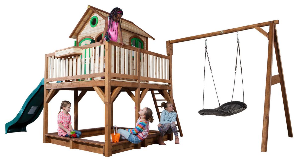 Spielturm A030.158.00 - Braun/Weiß, KONVENTIONELL, Holz (613/291/277cm) - Ambia Garden