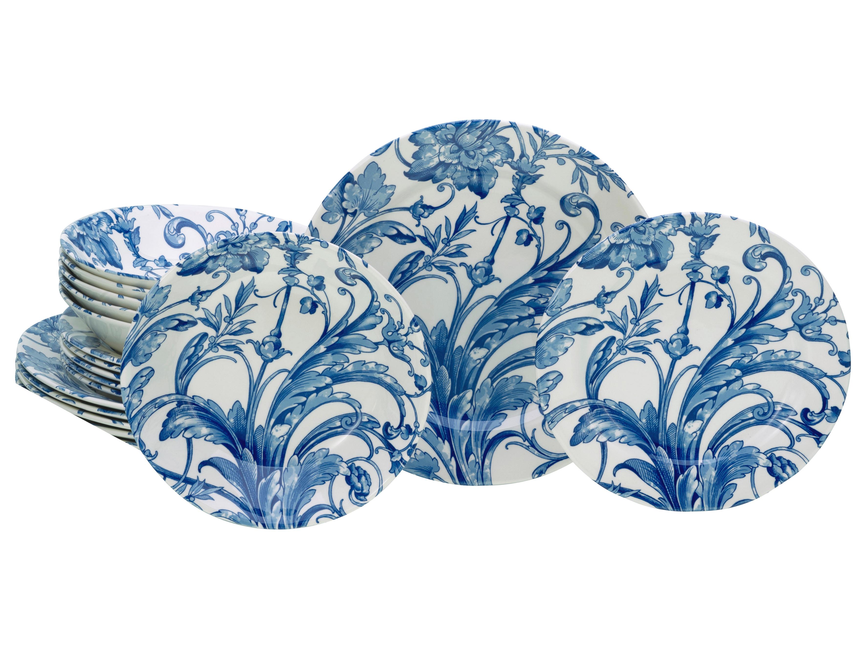 Tafelservice Venecia Blau Blau, Weiß L: 31 cm - Blau/Weiß, Basics, Keramik - Creatable